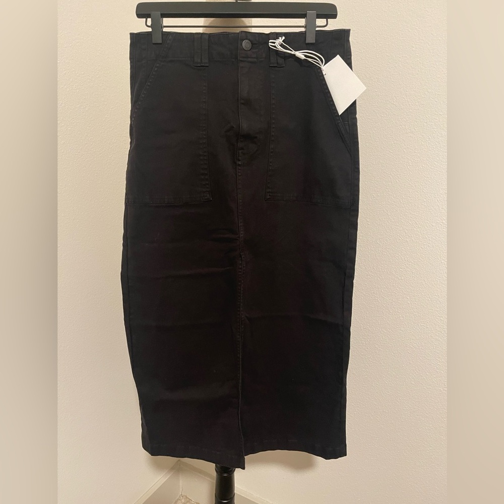 Long pencil cotton denim skirt